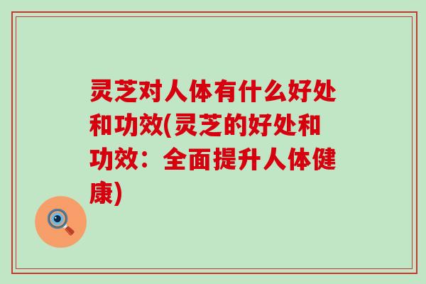 灵芝对人体有什么好处和功效(灵芝的好处和功效：全面提升人体健康)