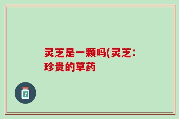 灵芝是一颗吗(灵芝：珍贵的草药