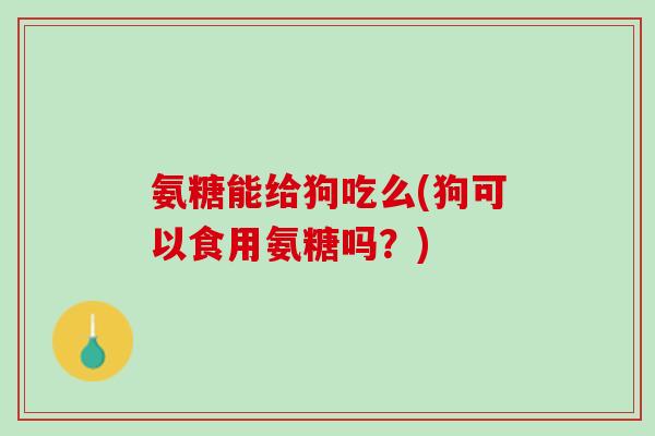 氨糖能给狗吃么(狗可以食用氨糖吗？)