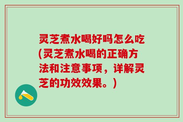 灵芝煮水喝好吗怎么吃(灵芝煮水喝的正确方法和注意事项，详解灵芝的功效效果。)