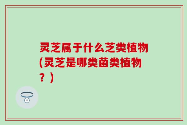 灵芝属于什么芝类植物(灵芝是哪类菌类植物？)