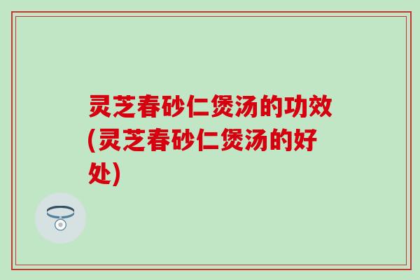 灵芝春砂仁煲汤的功效(灵芝春砂仁煲汤的好处)