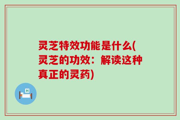 灵芝特效功能是什么(灵芝的功效：解读这种真正的灵药)