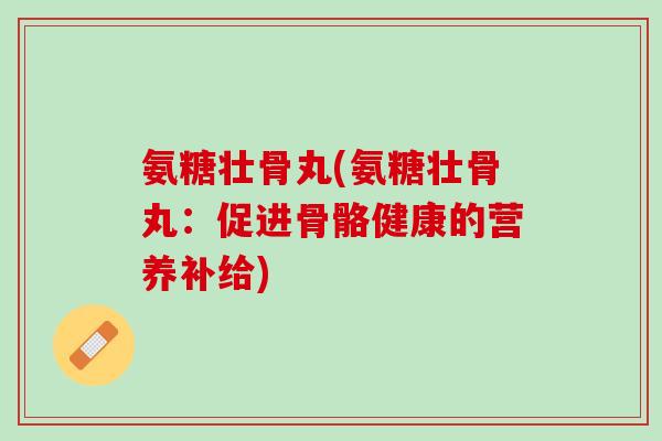 氨糖壮骨丸(氨糖壮骨丸：促进骨骼健康的营养补给)