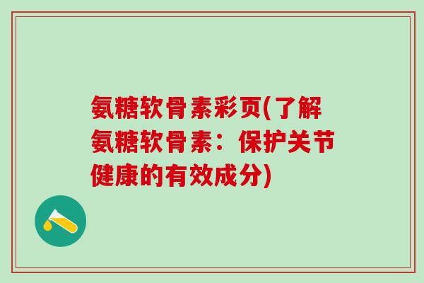 氨糖软骨素彩页(了解氨糖软骨素：保护关节健康的有效成分)