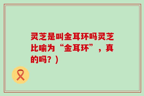 灵芝是叫金耳环吗灵芝比喻为“金耳环”，真的吗？)