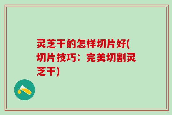 灵芝干的怎样切片好(切片技巧：完美切割灵芝干)