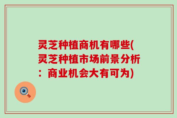 灵芝种植商机有哪些(灵芝种植市场前景分析：商业机会大有可为)