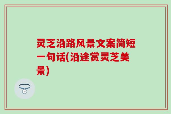 灵芝沿路风景文案简短一句话(沿途赏灵芝美景)