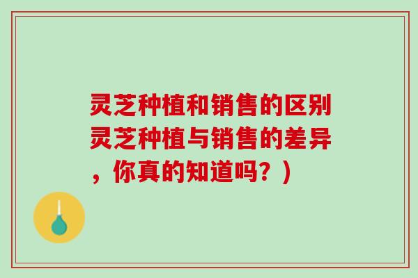 灵芝种植和销售的区别灵芝种植与销售的差异，你真的知道吗？)