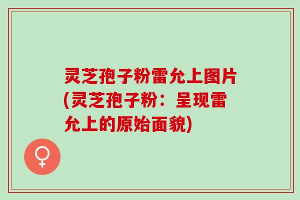 灵芝孢子粉雷允上图片(灵芝孢子粉：呈现雷允上的原始面貌)