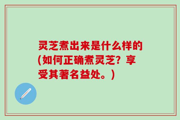 灵芝煮出来是什么样的(如何正确煮灵芝？享受其著名益处。)