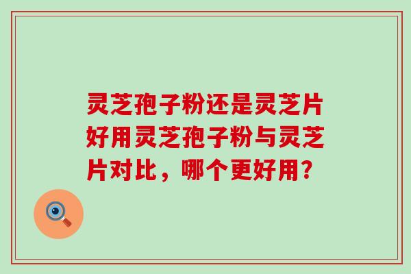 灵芝孢子粉还是灵芝片好用灵芝孢子粉与灵芝片对比，哪个更好用？