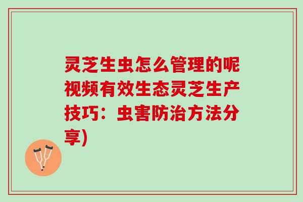 灵芝生虫怎么管理的呢视频有效生态灵芝生产技巧：虫害防治方法分享)