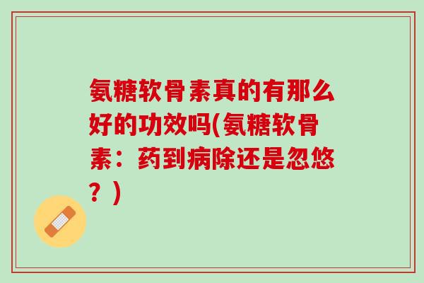 氨糖软骨素真的有那么好的功效吗(氨糖软骨素：药到病除还是忽悠？)
