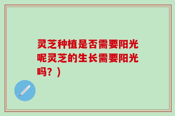 灵芝种植是否需要阳光呢灵芝的生长需要阳光吗？)