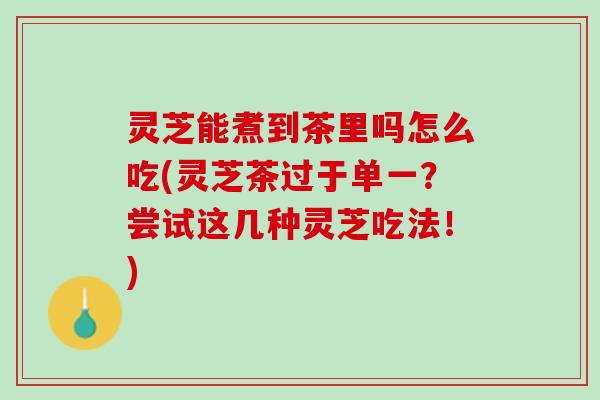 灵芝能煮到茶里吗怎么吃(灵芝茶过于单一？尝试这几种灵芝吃法！)