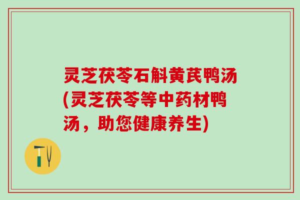 灵芝茯苓石斛黄芪鸭汤(灵芝茯苓等中药材鸭汤，助您健康养生)