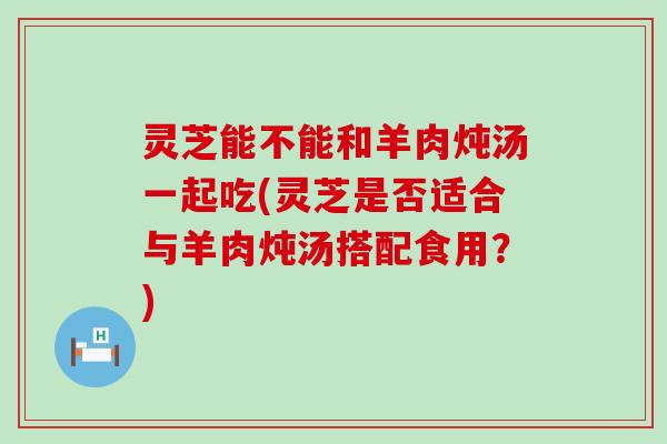 灵芝能不能和羊肉炖汤一起吃(灵芝是否适合与羊肉炖汤搭配食用？)