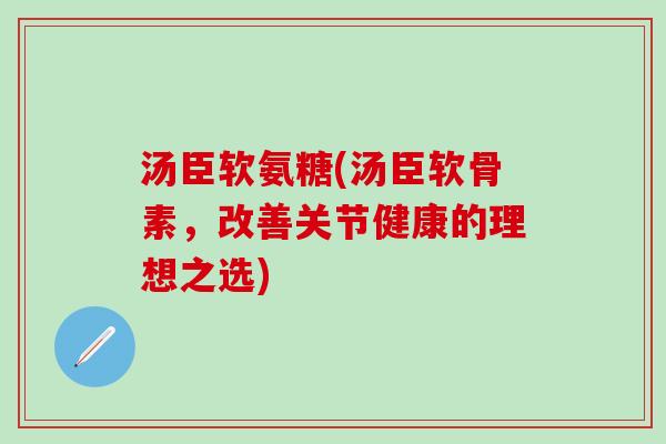 汤臣软氨糖(汤臣软骨素，改善关节健康的理想之选)