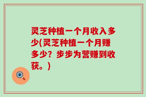 灵芝种植一个月收入多少(灵芝种植一个月赚多少？步步为营赚到收获。)