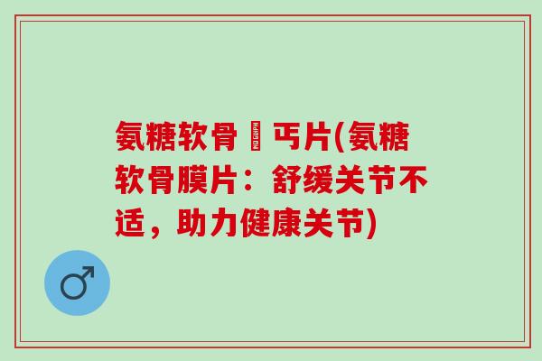 氨糖软骨膆丐片(氨糖软骨膜片：舒缓关节不适，助力健康关节)