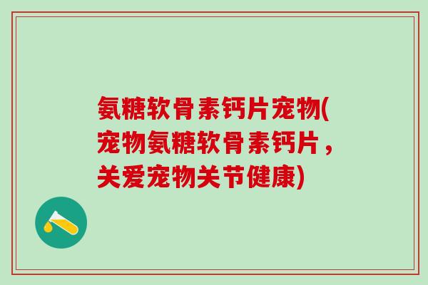 氨糖软骨素钙片宠物(宠物氨糖软骨素钙片，关爱宠物关节健康)