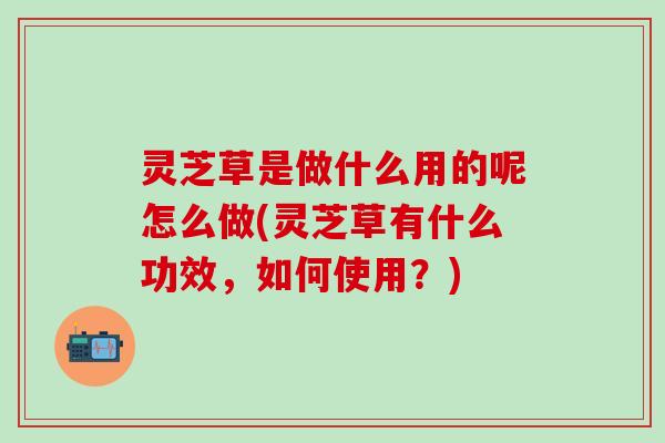 灵芝草是做什么用的呢怎么做(灵芝草有什么功效，如何使用？)