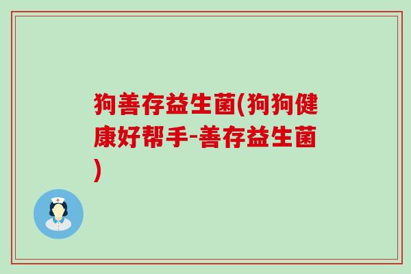 狗善存益生菌(狗狗健康好帮手-善存益生菌)