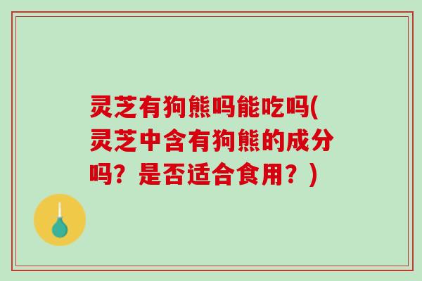 灵芝有狗熊吗能吃吗(灵芝中含有狗熊的成分吗？是否适合食用？)