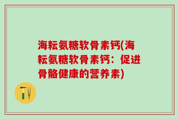 海耘氨糖软骨素钙(海耘氨糖软骨素钙：促进骨骼健康的营养素)