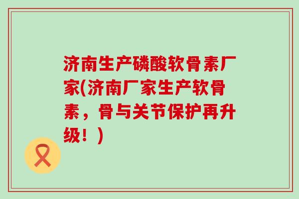 济南生产磷酸软骨素厂家(济南厂家生产软骨素，骨与关节保护再升级！)