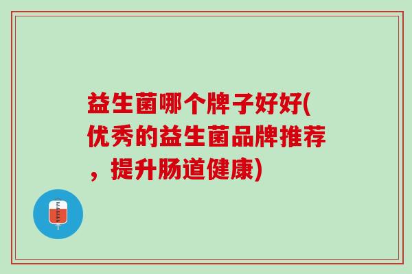 益生菌哪个牌子好好(优秀的益生菌品牌推荐，提升肠道健康)