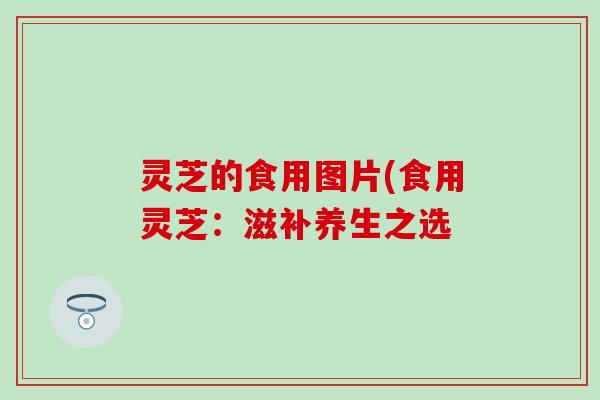 灵芝的食用图片(食用灵芝：滋补养生之选
