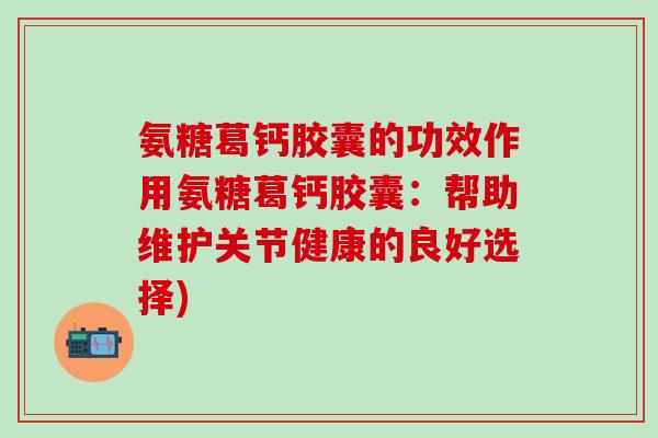 氨糖葛钙胶囊的功效作用氨糖葛钙胶囊：帮助维护关节健康的良好选择)