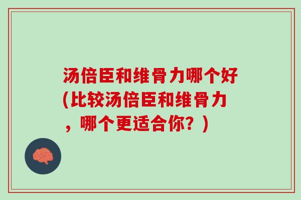 汤倍臣和维骨力哪个好(比较汤倍臣和维骨力，哪个更适合你？)