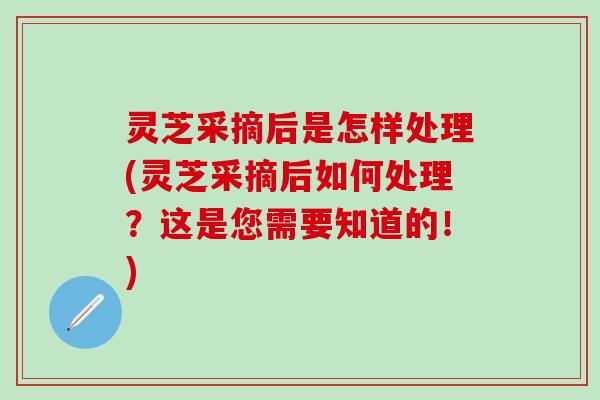 灵芝采摘后是怎样处理(灵芝采摘后如何处理?这是您需要知道的!) 灵芝采摘后是怎样处理(灵芝采摘后如何处理?这是您需要知道的!)