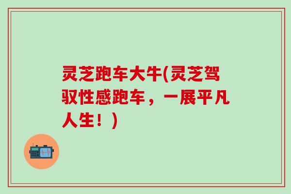 灵芝跑车大牛(灵芝驾驭性感跑车，一展平凡人生！)