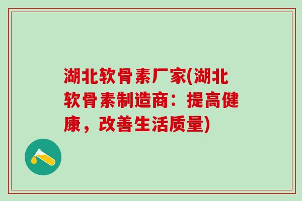 湖北软骨素厂家(湖北软骨素制造商：提高健康，改善生活质量)