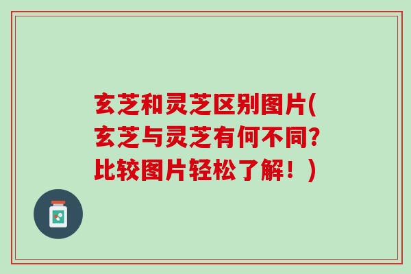 玄芝和灵芝区别图片(玄芝与灵芝有何不同？比较图片轻松了解！)