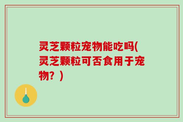 灵芝颗粒宠物能吃吗(灵芝颗粒可否食用于宠物？)