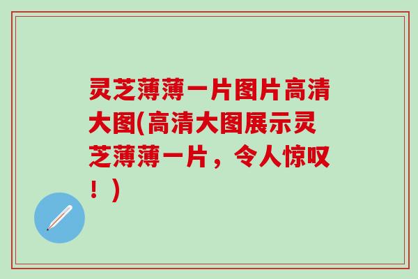 灵芝薄薄一片图片高清大图(高清大图展示灵芝薄薄一片，令人惊叹！)