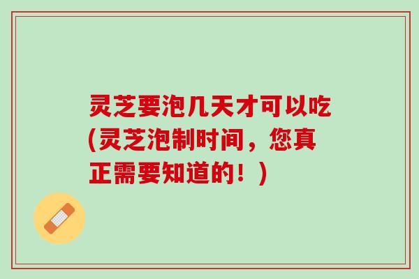 灵芝要泡几天才可以吃(灵芝泡制时间，您真正需要知道的！)