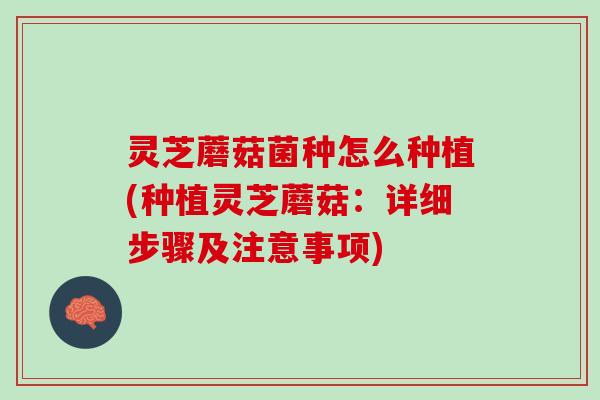 灵芝蘑菇菌种怎么种植(种植灵芝蘑菇：详细步骤及注意事项)