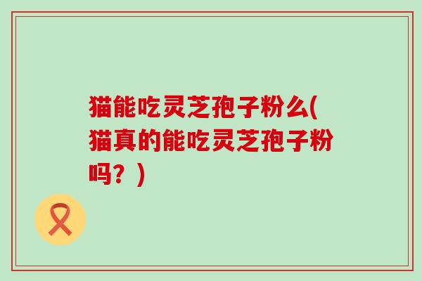 猫能吃灵芝孢子粉么(猫真的能吃灵芝孢子粉吗？)