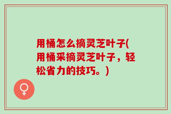 用桶怎么摘灵芝叶子(用桶采摘灵芝叶子，轻松省力的技巧。)