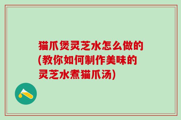 猫爪煲灵芝水怎么做的(教你如何制作美味的灵芝水煮猫爪汤)