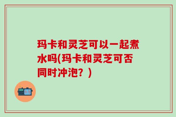玛卡和灵芝可以一起煮水吗(玛卡和灵芝可否同时冲泡？)