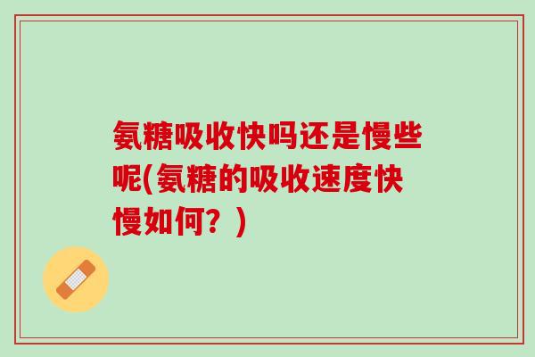 氨糖吸收快吗还是慢些呢(氨糖的吸收速度快慢如何？)