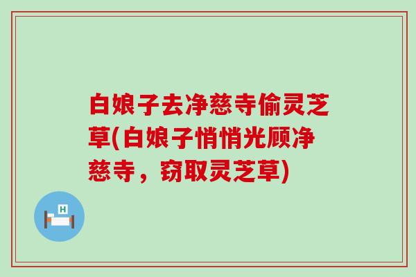 白娘子去净慈寺偷灵芝草(白娘子悄悄光顾净慈寺，窃取灵芝草)